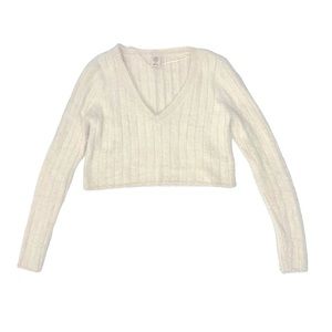 Urban Outfitters Cream Fuzzy
Ribbed Crop Sweater Size S